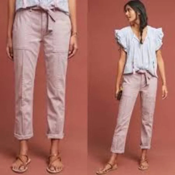 Anthropologie The Wanderer Belted Cotton Linen  Pants 26 - Picture 1 of 14